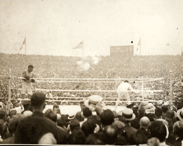 DEMPSEY, JACK-GEORGES CARPENTIER WIRE PHOTO (1921-END OF FIGHT)