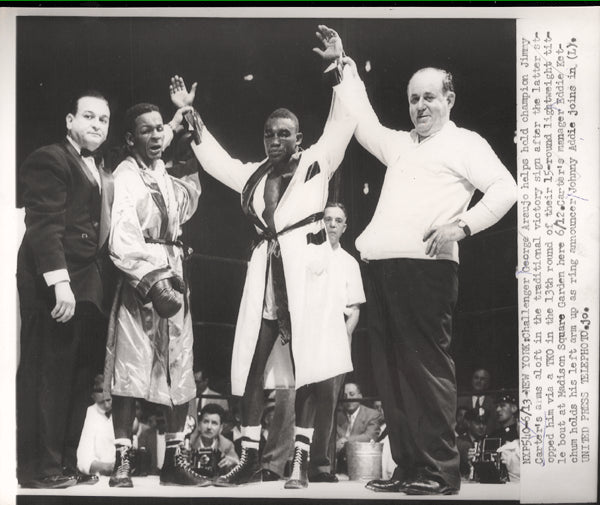 CARTER, JIMMY-GEORGE ARAUJO WIRE PHOTO (1953-END OF FIGHT)
