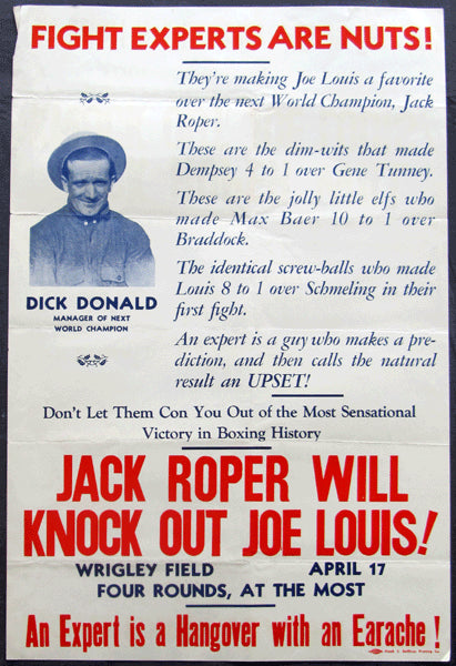 ROPER, JACK ADVERTISING POSTER (1939-FOR JOE LOUIS FIGHT)