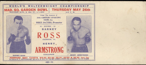 ARMSTRONG, HENRY-BARNEY ROSS ADVERTISING FIGHT ENVELOPE (1938)