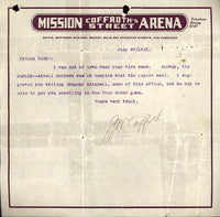 COFFROTH, JAMES SIGNED LETTER (1912)