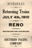 JOHNSON, JACK-JAMES JEFFRIES TRAIN SCHEDULE (RENO-JULY 4, 1910)