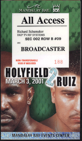 HOLYFIELD, EVANDER-JOHN RUIZ II CREDENTIAL (2001)