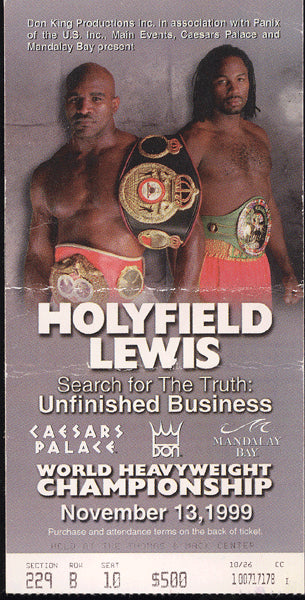 LEWIS, LENNOX-EVANDER HOLYFIELD II STUBLESS TICKET (1999)