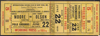 MOORE, ARCHIE-CARL "BOBO" OLSON FULL TICKET (1955-PSA/DNA AUTHENTICATED)