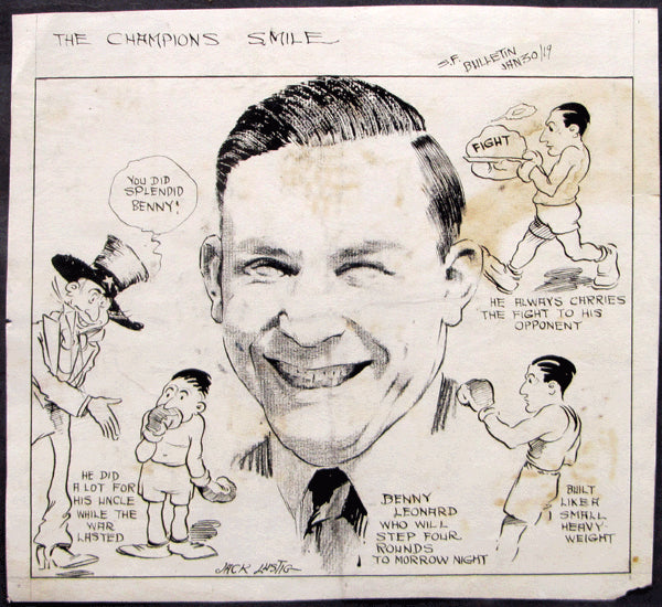 LEONARD, BENNY CARTOON ART (1919 BY JACK LUSTIG)