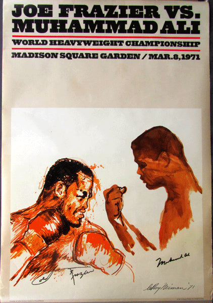 ALI, MUHAMMAD-JOE FRAZIER I SIGNED SOUVENIR LEROY NEIMAN  POSTER (1971)