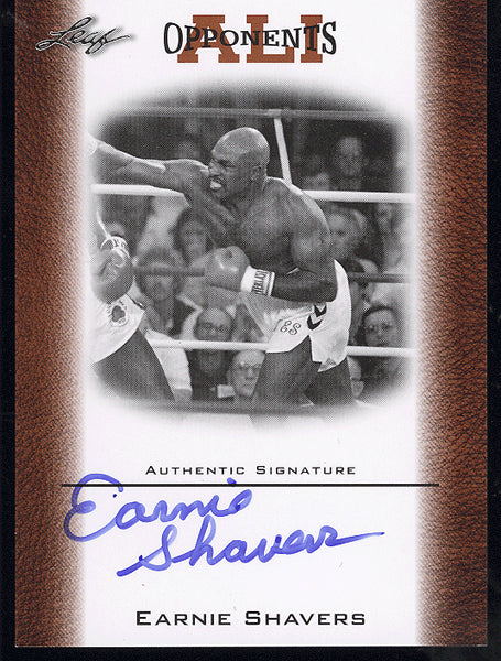SHAVERS, EARNIE SIGNED ALI OPPONENTS LEAF CARD (2010)
