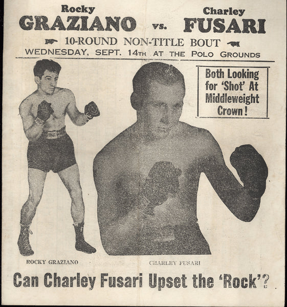 GRAZIANO, ROCKY-CHARLIE FUSARI SOUVENIR PROGRAM(1949)