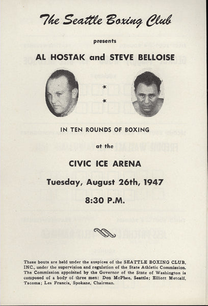 HOSTAK, AL-STEVE BELLOISE OFFICIAL PROGRAM (1947)