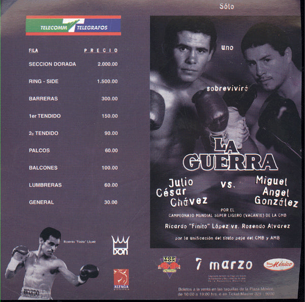 CHAVEZ, JULIO CESAR-MIGUEL ANGEL GONZALEZ OFFICIAL PROGRAM (1998)