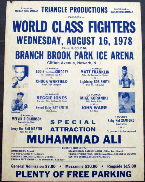 ALI, MUHAMMAD APPEARANCE & GREGORY-WARFIELD & MUHAMMAD-BRIGHT ON SITE POSTER (1978)