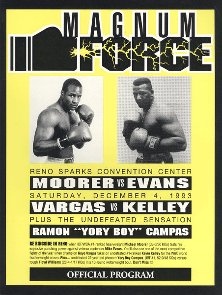 MOORER, MICHAEL-MIKE EVANS & KEVIN KELLY-GOYO VARGAS OFFICIAL PROGRAM (1993)