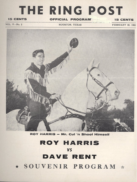 HARRIS, ROY-DAVE RENT OFFICIAL PROGRAM (1961)