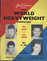 LONDON, BRIAN-NINO VALDES & MIKE DEJOHN-DICK RICHARDSON OFFICIAL PROGRAM (1959-SIGNED BY DOWNES)