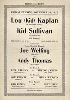 KAPLAN LOUIS "KID"-KID SULLIVAN OFFICIAL PROGRAM (1922)
