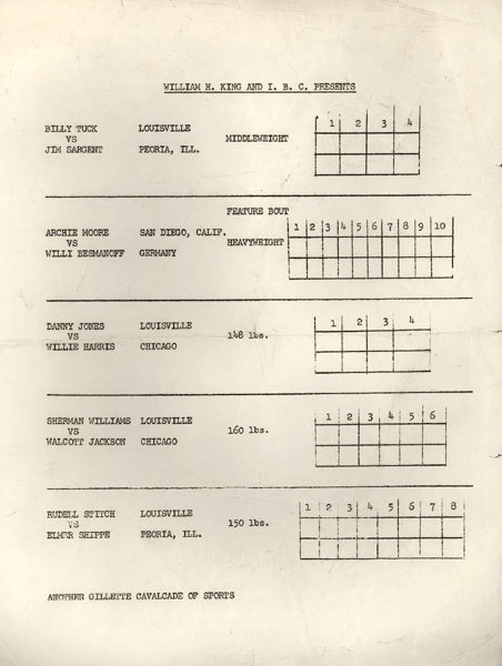 MOORE, ARCHIE-WILLIE BESMANOFF OFFICIAL PROGRAM (1958)