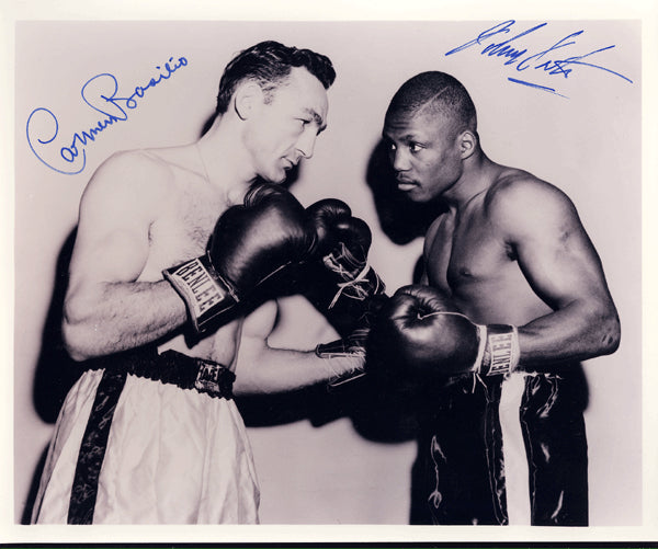 BASILIO, CARMEN & JOHNNY SAXTON SIGNED PHOTO (LOA-JIM STINSON)