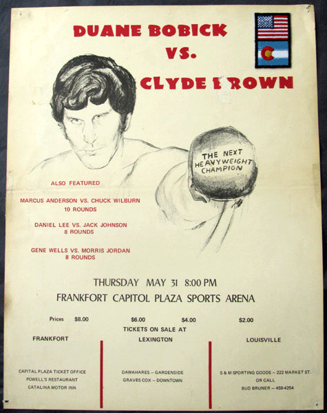 BOBICK, DUANE-CLYDE BROWN ON SITE POSTER (1973-4TH PRO FIGHT)