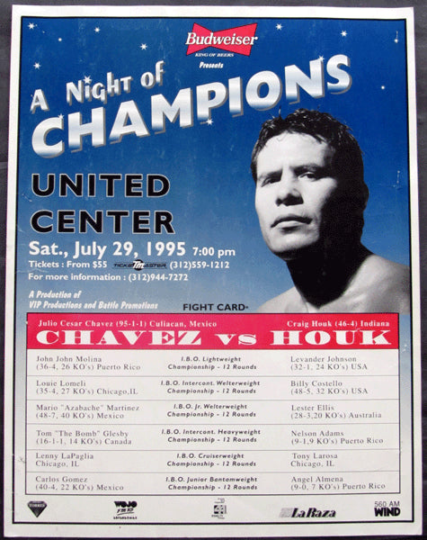 Craig Houk CHAVEZ, JULIO CESAR-CRAIG HOUK ON SITE POSTER (1995) – JO Sports Inc.