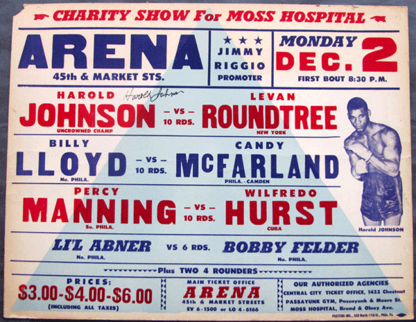 JOHNSON, HAROLD-LEVAN ROUNDTREE ON SITE POSTER (1963-SIGNED BY JOHNSON)