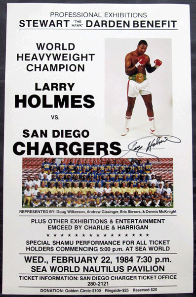 HOLMES, LARRY VS. SAN DIEGO CHARGERS ON SITE POSTER (1984-SIGNED BY HOLMES)