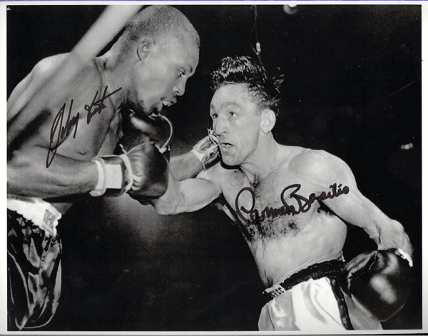 BASILIO, CARMEN & JOHNNY SAXTON SIGNED PHOTO (SIGNED BY BOTH)