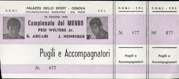 ARCARI, BRUNO-JOAO HENRIQUE FULL TICKET (1972)