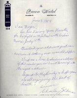 GOLDMAN, CHARLEY HAND WRITTEN & SIGNED LETTER (1959)