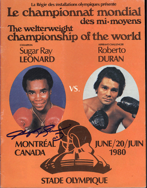 DURAN, ROBERTO-SUGAR RAY LEONARD I OFFICIAL PROGRAM (1980-SIGNED BY LEONARD)