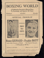 LEONARD, BENNY-FRANKIE BRITT OFFICIAL PROGRAM (1920)