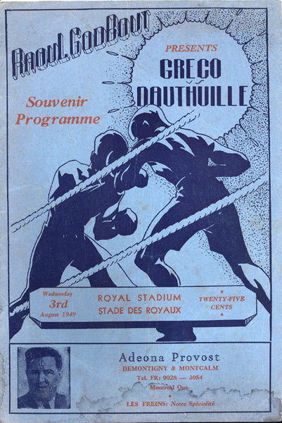 DAUTHUILLE, LAURENT-JOHNNY GRECO OFFICIAL PROGRAM (1949)
