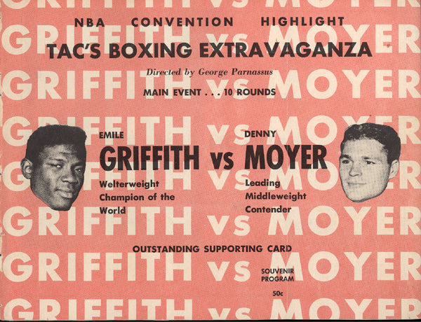 GRIFFITH, EMILE-DENNY MOYER OFFICIAL PROGRAM (1962-SIGNED BY MOYER)