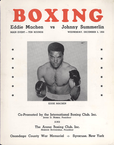 MACHEN, EDDIE-JOHNNY SUMMERLIN & MIKE DEJOHN-MOSES GRAHAM OFFICIAL PROGRAM (1956)