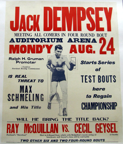 DEMPSEY, JACK ON SITE EXHIBITION POSTER (1931)