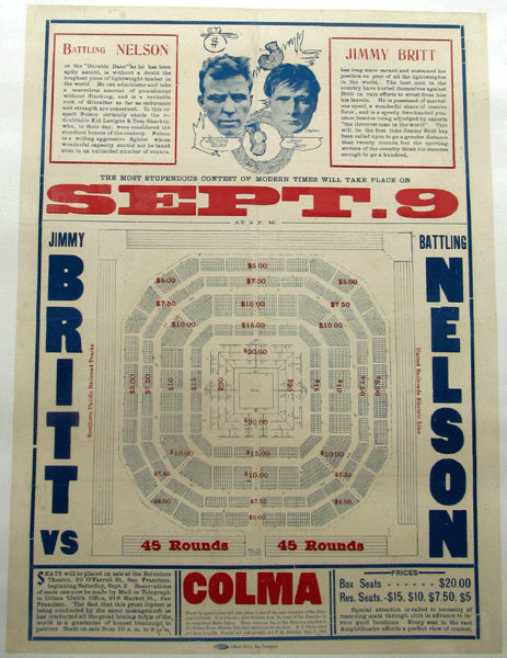 NELSON, BATTLING-JIMMY BRITT ORIGINAL ON SITE POSTER (1905)