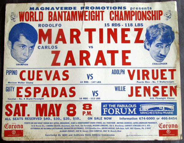ZARATE, CARLOS-RODOLFO MARTINEZ ON SITE POSTER (1976-ZARATE WINS TITLE)