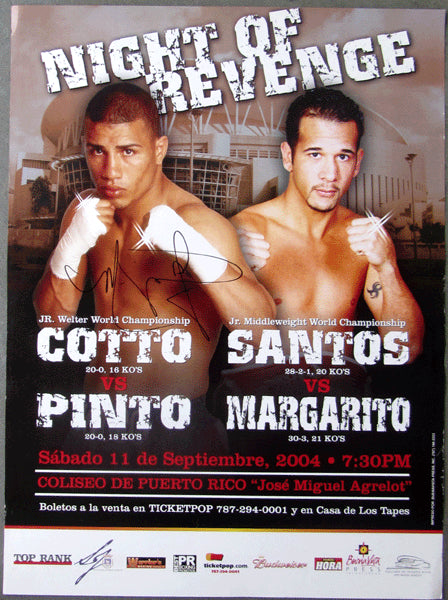 COTTO, MIGUEL-KELSON PINTO & ANTONIO MARGARITO-DANIEL SANTOS ON SITE POSTER (2004-SIGNED BY COTTO)