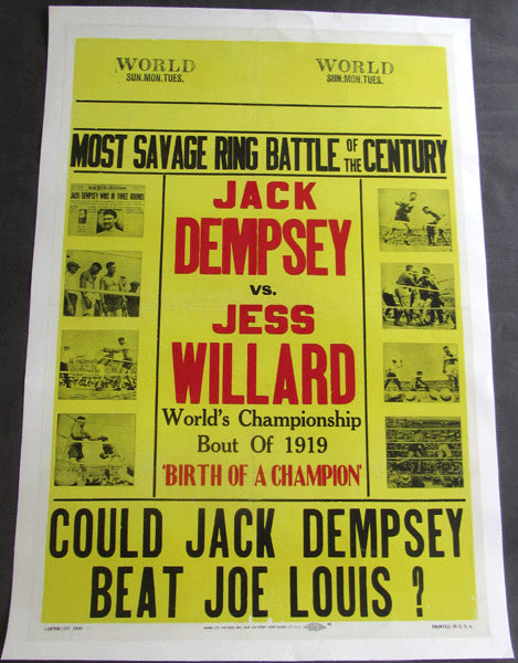 DEMPSEY, JACK-JESS WILLARD "BIRTH OF A CHAMPION" FIGHT FILM POSTER