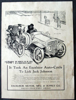 JOHNSON, JACK EXCELSIOR AUTO-CYLE POSTER (1912-AS HEAVYWEIGHT CHAMPION)