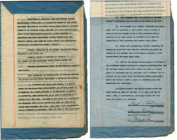 LISTON, SONNY-FLOYD PATTERSON I SIGNED CONTRACT (1962)