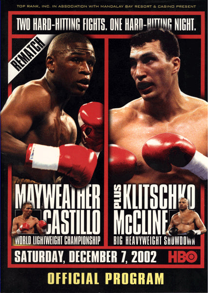 MAYWEATHER, JR., FLOYD-JOSE CASTILLO II & WLADIMIR KLITSCHKO-JAMEEL MCCLINE OFFICIAL PROGRAM (2002)