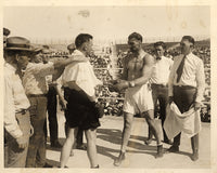 DEMPSEY, JACK-TOMMY GIBBONS ORIGINAL ANTIQUE PHOTO (1923-JUST BEFORE FIGHT BEGAN)