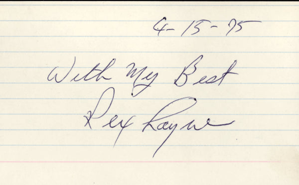 LAYNE, REX SIGNED INDEX CARD