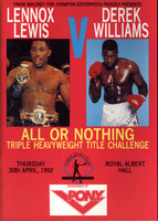 LEWIS, LENNOX-DEREK WILLIAMS OFFICIAL PROGRAM (1992)