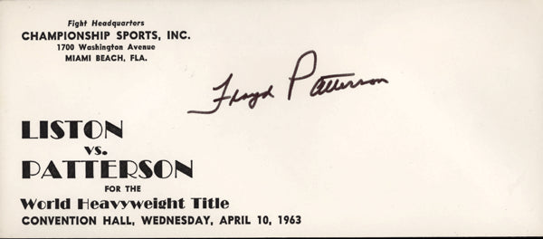 PATTERSON, FLOYD-SONNY LISTON II FIGHT ENVELOPE (1963-SIGNED BY PATTERSON)