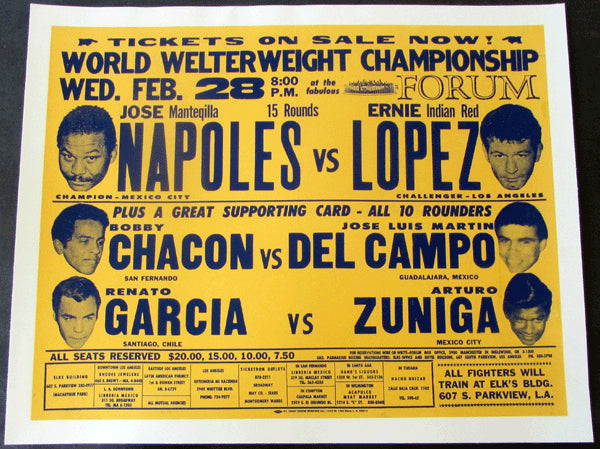 NAPOLES, JOSE-ERNIE "INDIAN RED" LOPEZ ON SITE POSTER (1973)