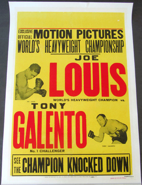 LOUIS, JOE-TONY GALENTO ORIGINAL FIGHT FILM POSTER (1939)