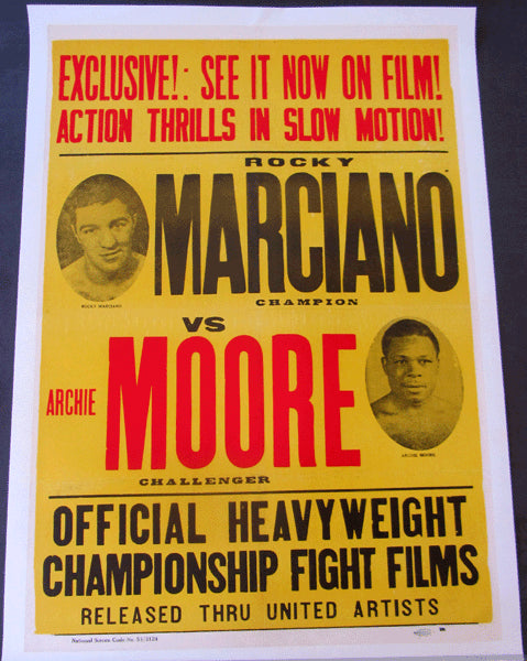 MARCIANO, ROCKY-ARCHIE MOORE ORIGINAL FIGHT FILM POSTER (1955)