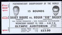 MOORE, DAVEY-HOGAN "KID" BASSEY STUBLESS TICKET (1959)